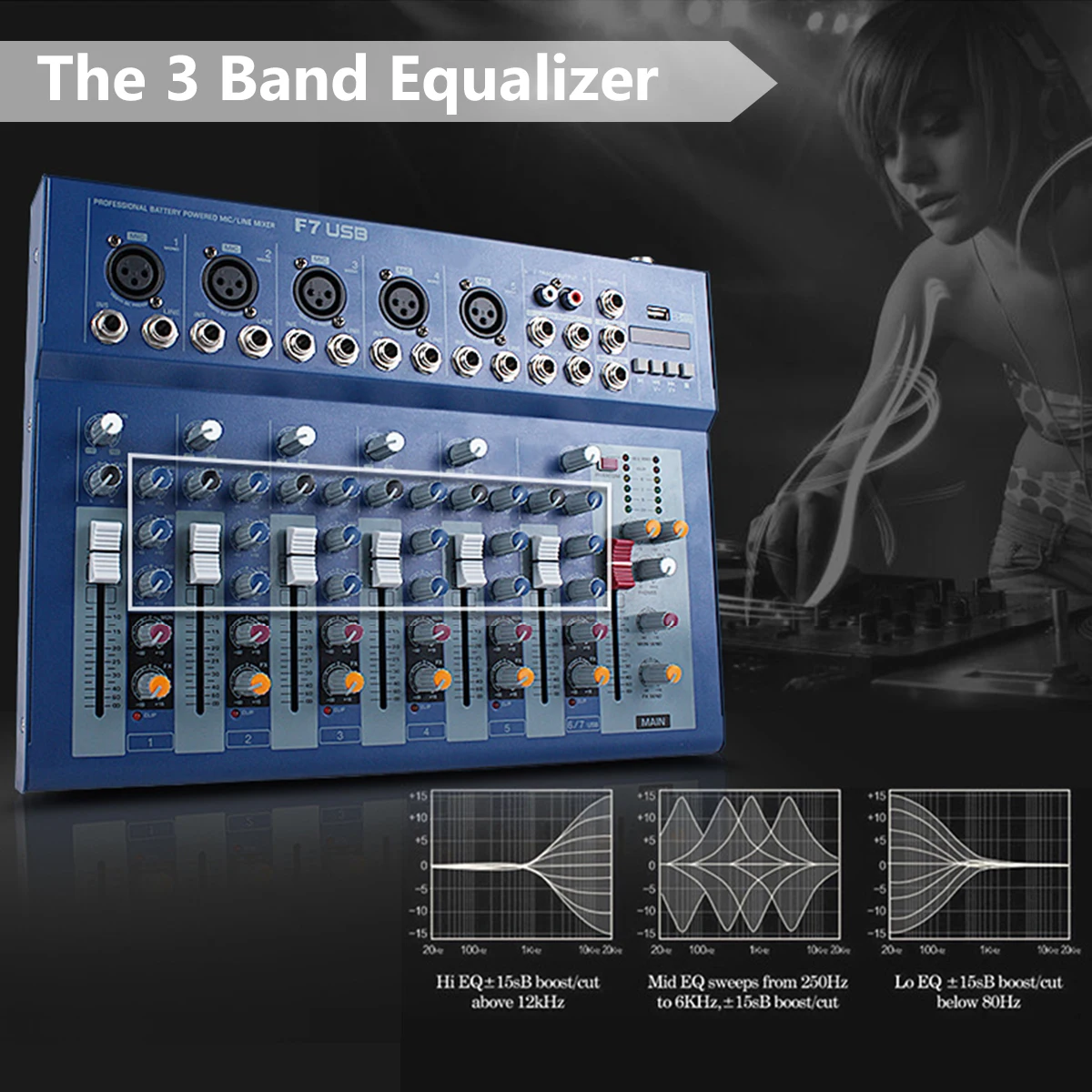 

F4-USB Console 4 Channel Mixing Console Digital Studio Audio DJ KTV Karaoke Sound Mixer for for Recording DJ Stage