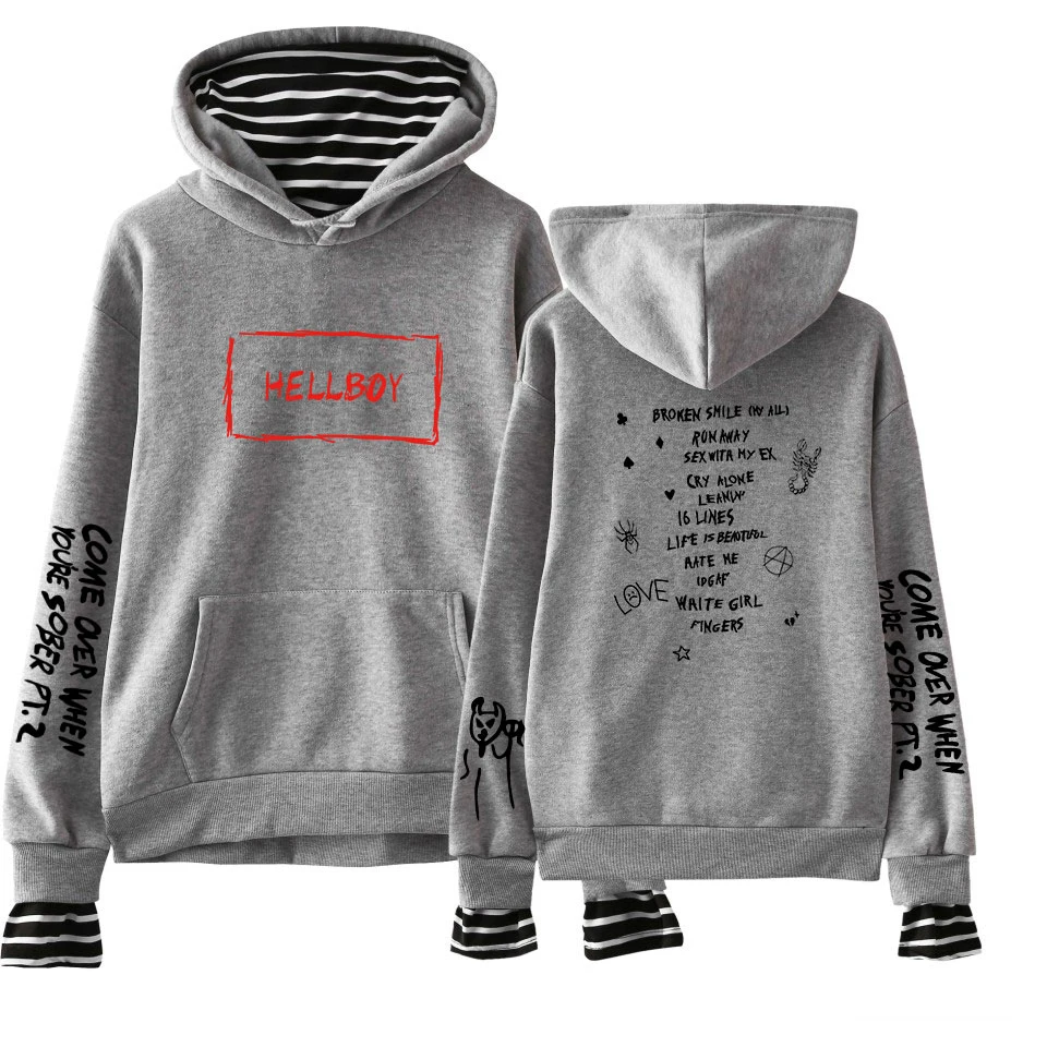 FRDUN TOMMY Lil Peep Print поддельные две штуки толстовки 2019 горячая распродажа Осенние женские толстовки K-pops с капюшоном Harajuku больших размеров 4xl