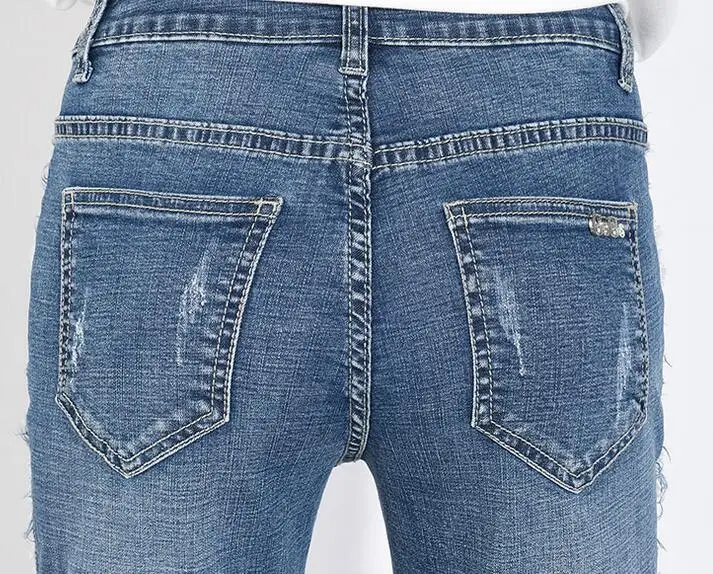 Повседневное джинсы для женщин большие размеры прямые брюки джинсовые Капри женские Осень-весна новые модные беленой Высокая талия smf0805