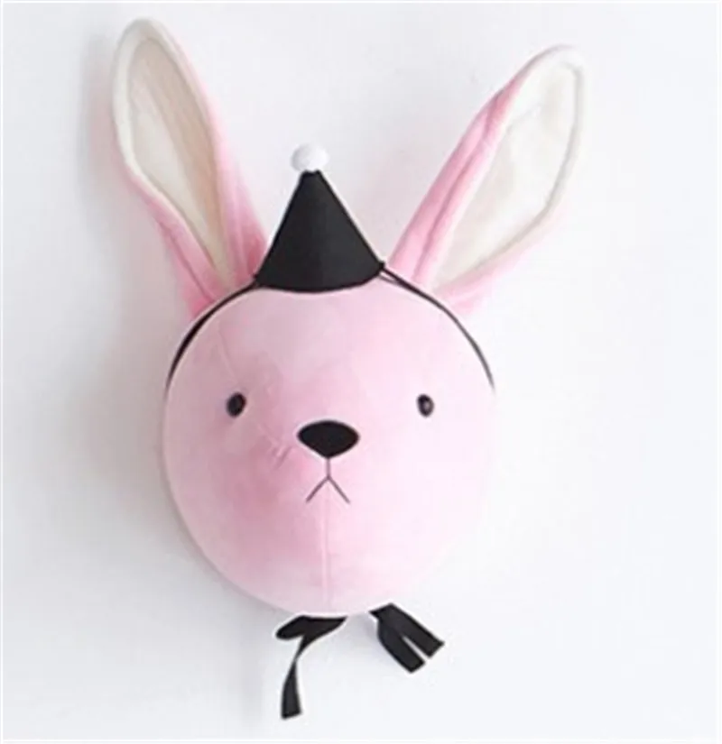 Hat rabbit Украшение на стену в виде головы животного, единорог, кролик, слон, голова, настенное крепление для детской комнаты, детской спальни, настенные Подвесные Подарки - Цвет: Hat rabbit