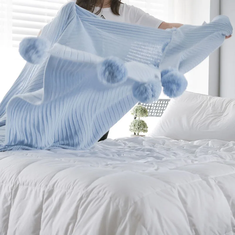 

U-miss New Style Thicken Knitting Thread Blanket Colorfast on The Bed Fiber Stripe Double Soft Towel Blanket