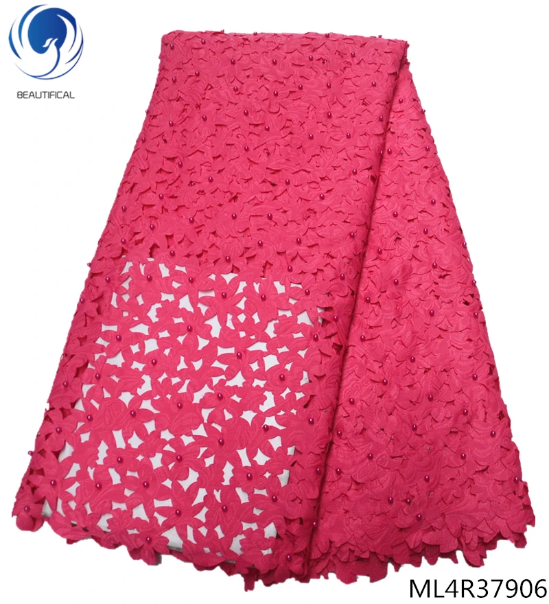 

BEAUTIFICAL Swiss Laces High Quality Swiss Voile Laces Switzerland Cotton Dry Lace Fabric with beads 5yards ML4R379