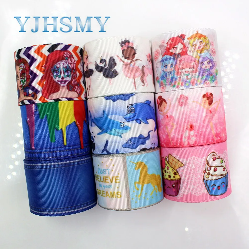 

YJHSMY G-18728-676,38 mm 5 Yards Cartoon Printed grosgrain ribbons,DIY handmade Hair accessories Material wedding gift wrap
