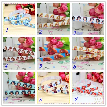 

3/8'' Free shipping princess printed grosgrain ribbon hair bow headwear party decoration wholesale OEM 9mm D161