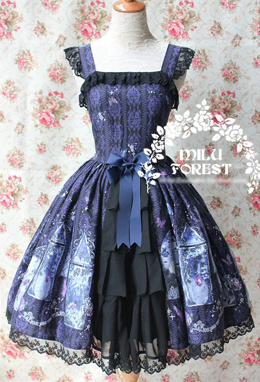 Lolita Sling Fabric Print Chiffon Cotton Christmas Party