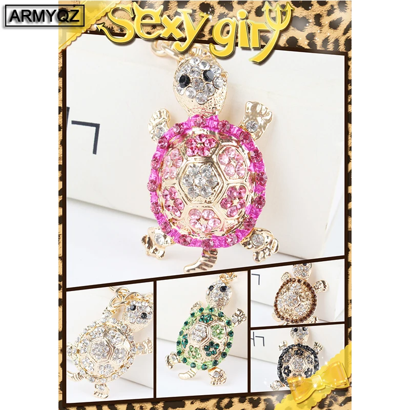 

5Pcs DIY Full Special Shaped Diamond Crystal Small turtle Keyring Keychains Alloy key pendant car Full Drill Rhinestones Craft