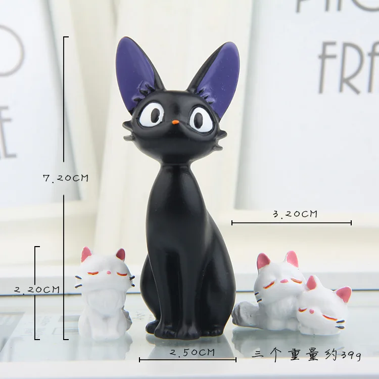 

Animal Hayao Miyazaki Kiki's Delivery Service Kiki Cat Black White Cat Action Figure Toy Cartoon Cat Model Doll Collectible Gift