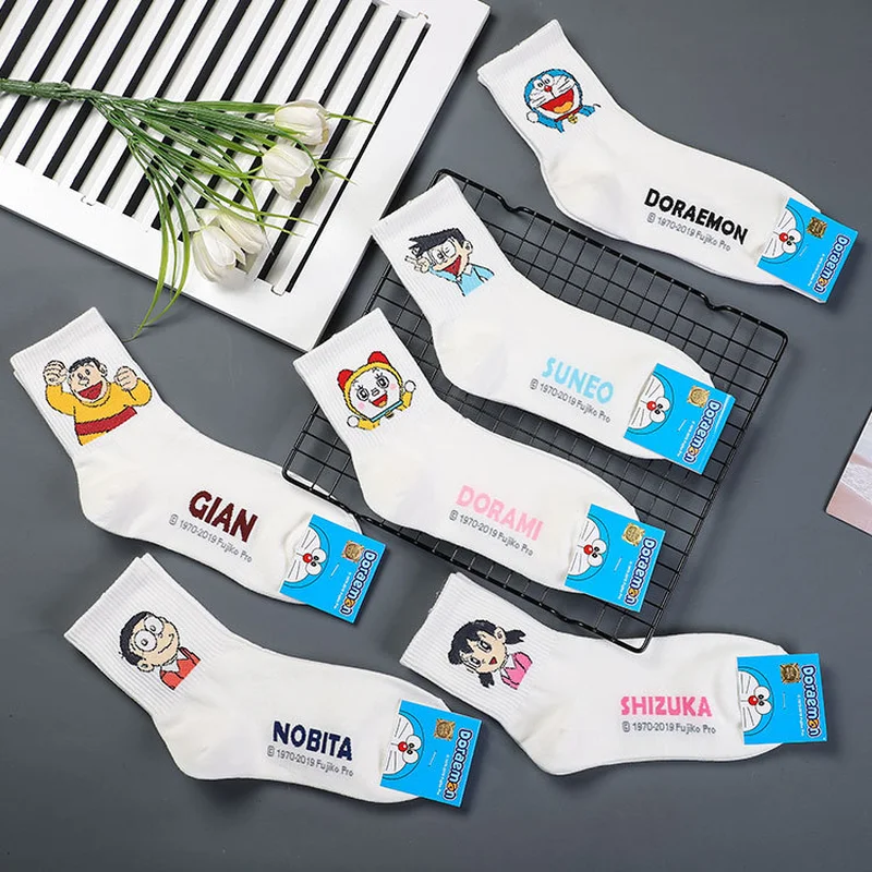 

Anime Doraemon Nobita Nobi socks Minamoto Shizuka Konta Takeshi Honekawa Suneo cute funny women spring comfort white cotton sock