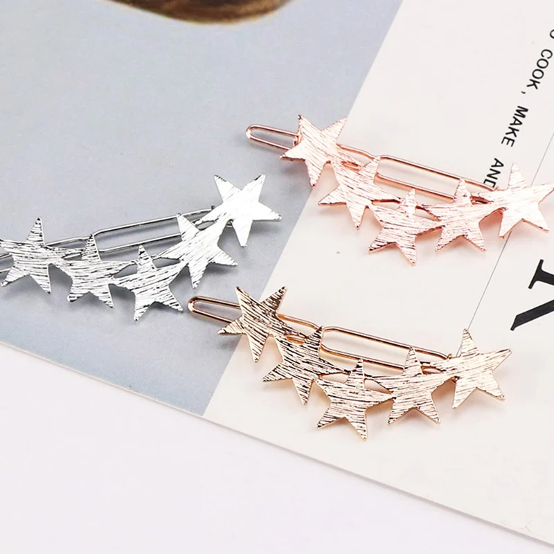 

1PC New Fashion Alloy Stars Barrettes Women Vintage Hair Clips Silver Gold Hairpins Hairgrips Girls Hair Accessories For Lady