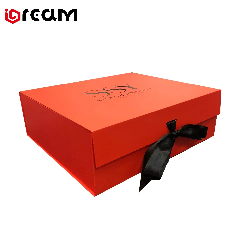 Пользовательский логотип дисплей подарочная коробка с черной лентой для Рождественский подарок