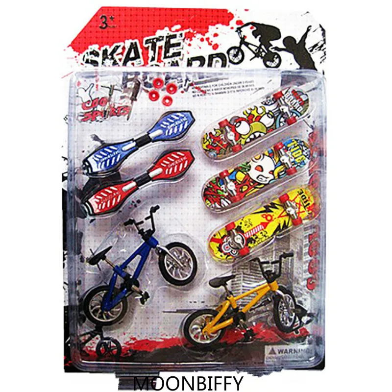 

7PCS/Set Mini Fingerboard finger skateboard and bmx bike toy for children kids skate boards scooter FSB fun Novelty bicycle gift