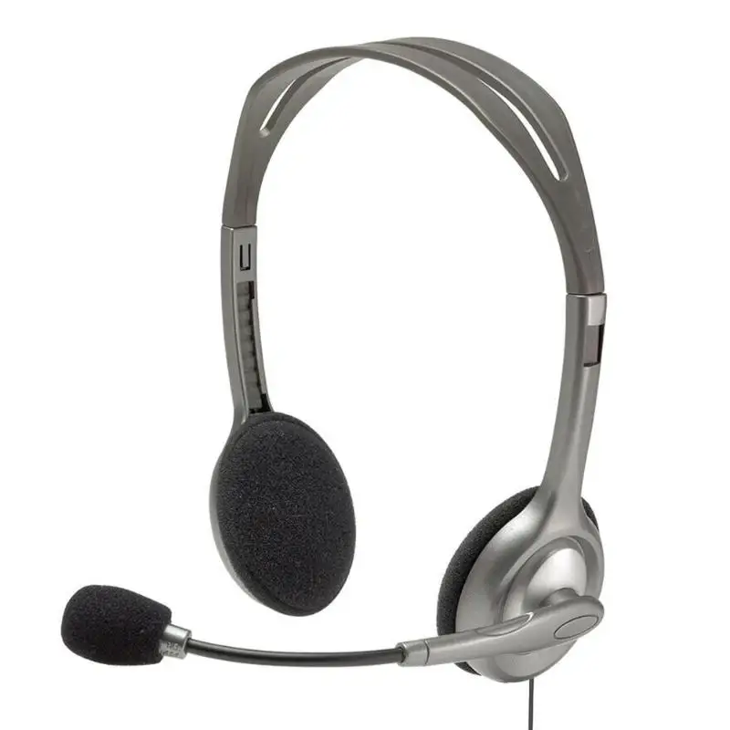Logitech H110 H111 3 5mm Audio Jack Wired Headphones Stereo Sound Headset with Rotating Microphone Adjustable headband for Game