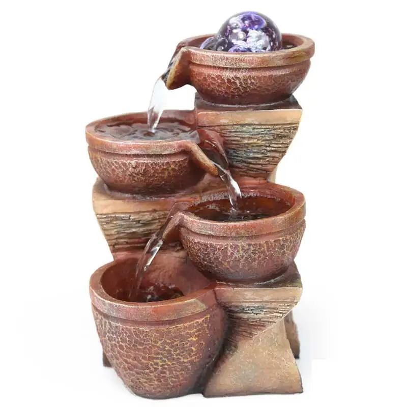 Modern Art Small Fountain Water Decoration Potted Landscape Resin Creative Vintage Home Fengshui Humidifier S|humidifier fountain|humidifier