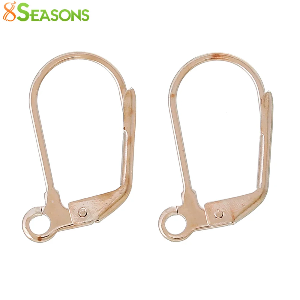 8SEASONS Earring Clip Findings Rose Gold Color Lever Back With Loop
