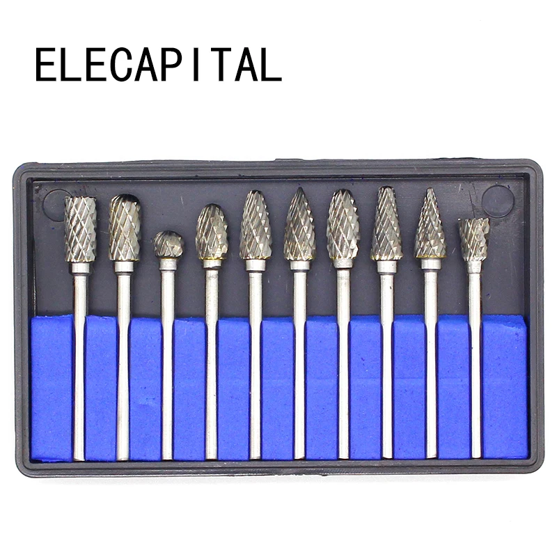 Nuovo 10Pc 1/8 "Gambo In Carburo Di Tungsteno Fresa Rotante Brocas Com Escareador Hss Cono In Acciaio Trapano Set Di Diamanti Trapano 10 Millimetri