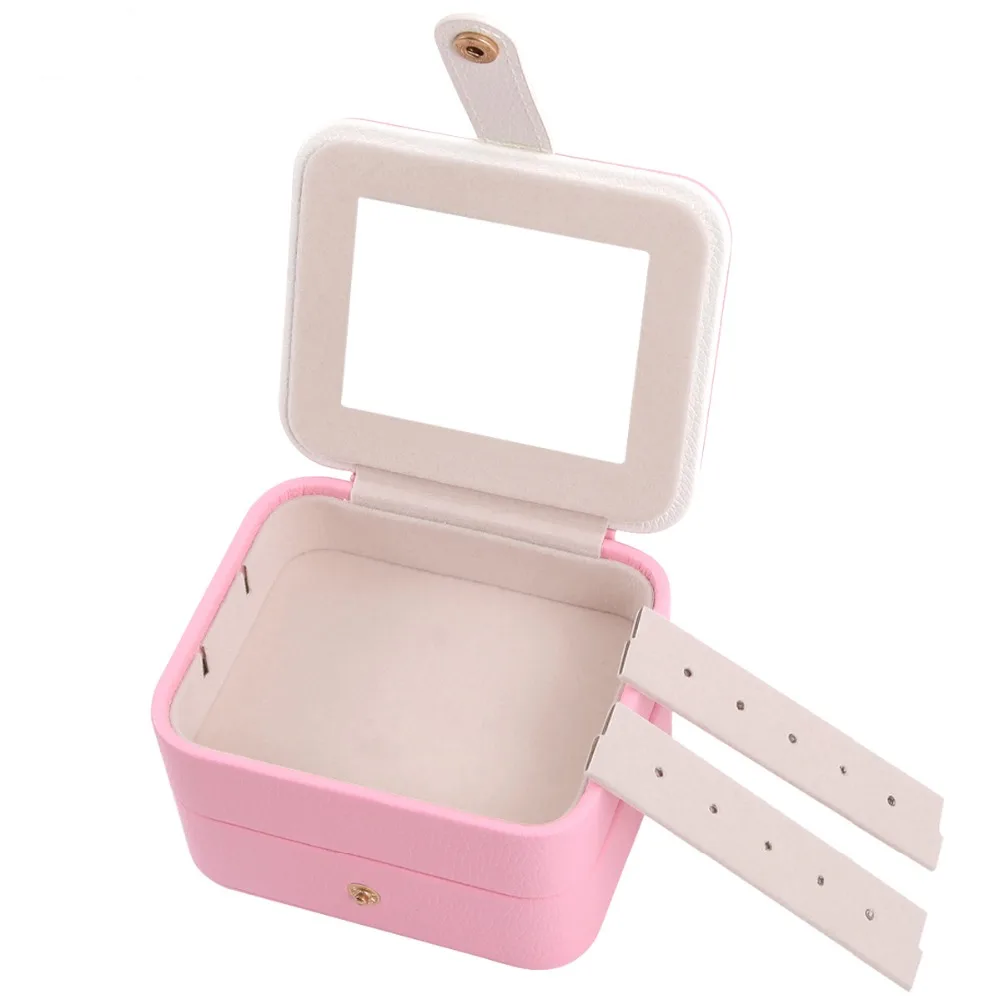 LELADY портативная дорожная коробочка для ювелирных изделий многофункциональная трехслойная органайзер для хранения шкатулка с зеркалом