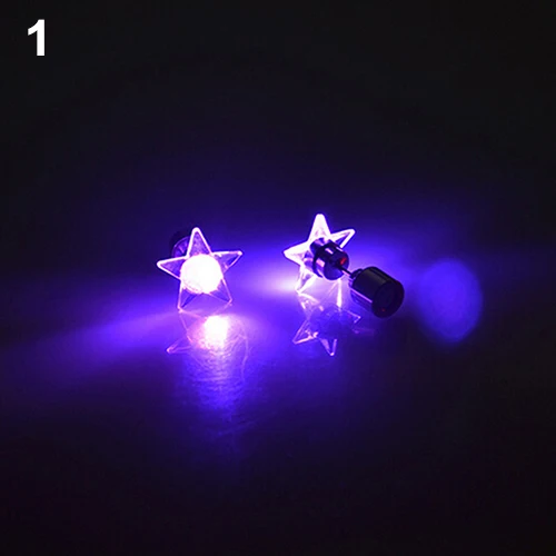 Горячее предложение! Распродажа! Светодиодный свет звезды серьги-гвоздики для Танцевальная Вечеринка Рождество Хэллоуин фестиваль подарок apzo - Окраска металла: Purple