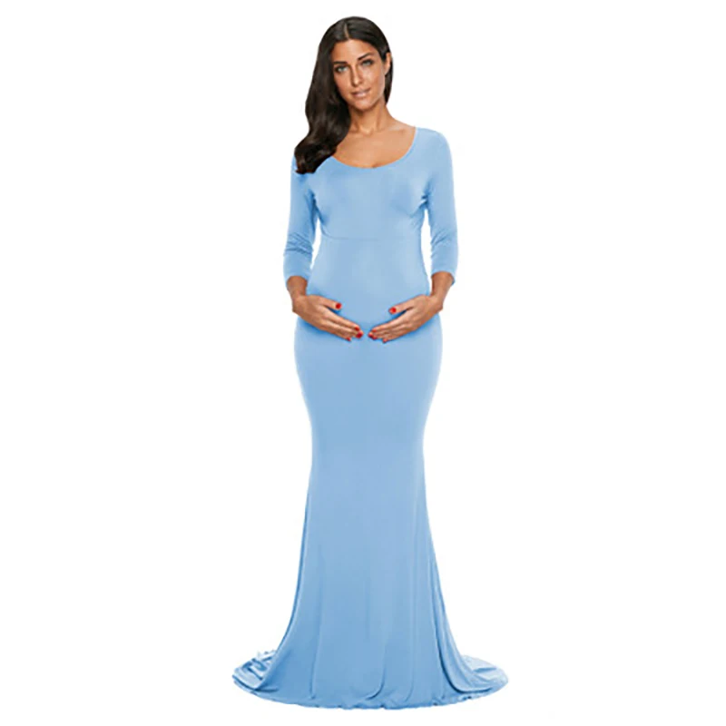 Женское облегающее платье по фигуре с открытыми плечами для беременных, с v-образным вырезом и рюшами, с длинными рукавами, макси, платье для фотосъемки