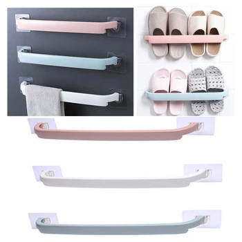 

Muilti-Use Plastic Punch-free Towel Rack Bath Rail Hanger Kitchen cloth rack Towel Holder Bathroom Wall Mounted Hanging Hanger
