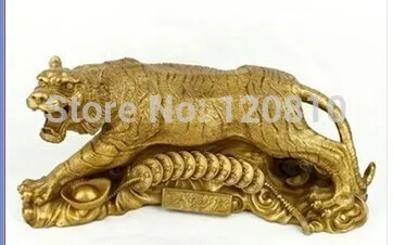 

Chinese Brass Statue Wealth Tiger Home Deco Fengshui Brass Copper Statue