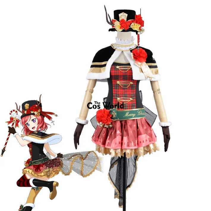 

Love Live School Idol Project Nishikino Maki XMAS Christmas Tube Tops Dress Cloak Uniform Outfit Anime Cosplay Costumes