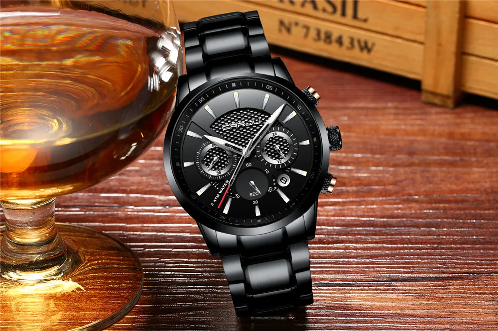 Relojes crrju Для мужчин S часы люксовый бренд Для мужчин Военная Спорт световой наручные часы кожаные мужские кварцевые часы Relogio Masculino