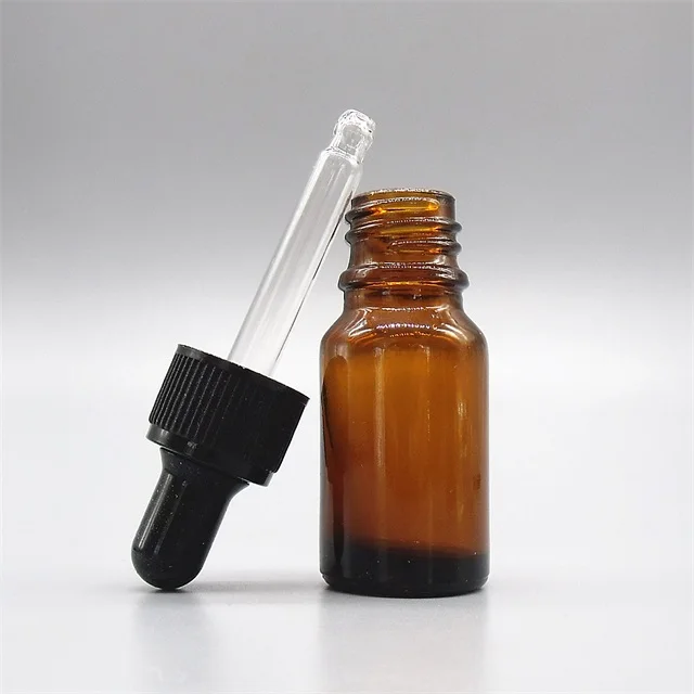 Crysbeaty 10ml Amber Glass Dropper Bottle Refillable Essential Oil