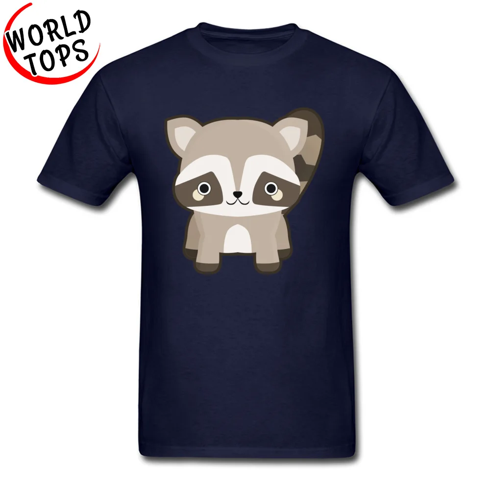 T Shirt Kawaii Raccoon Tees Summer Fall 2018 New Normal Short Sleeve 100% Cotton Round Neck Men T Shirt Normal Kawaii Raccoon navy