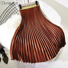 Весенняя женская длинная Плиссированная юбка с высокой талией Женская длинная юбка Женская Осенняя Высококачественная Женская Макси юбка винтажная Saia