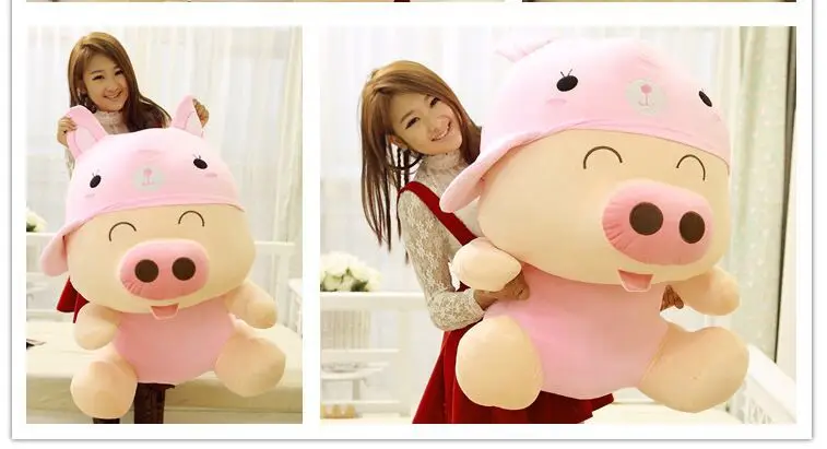Огромный 95 см свинья плюшевая игрушка McDull поворачивается к розовому кролику