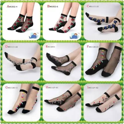 

2019 Elastic Socks Crystal Glass Silk Ultrathin Lace Literary Sale 1 Pair Summer Transparent Baroque Short Socks