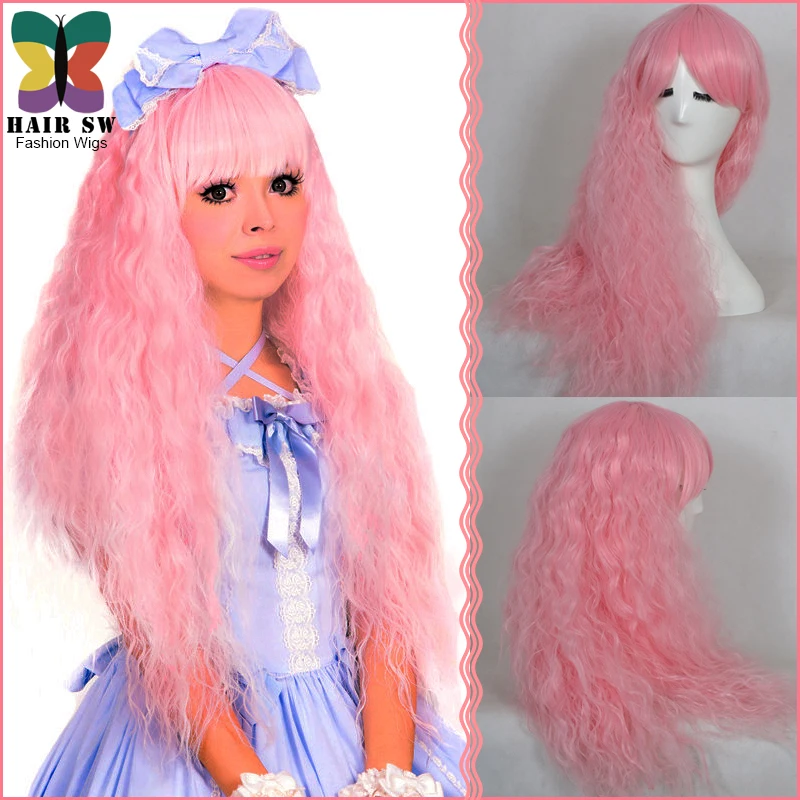 Sexy Asian Woman With Long Pink Hair Photos Aliexpress.com : Buy long Rhapsody curly wave instant noodle Synthetic cosplay wig Womens Sweet