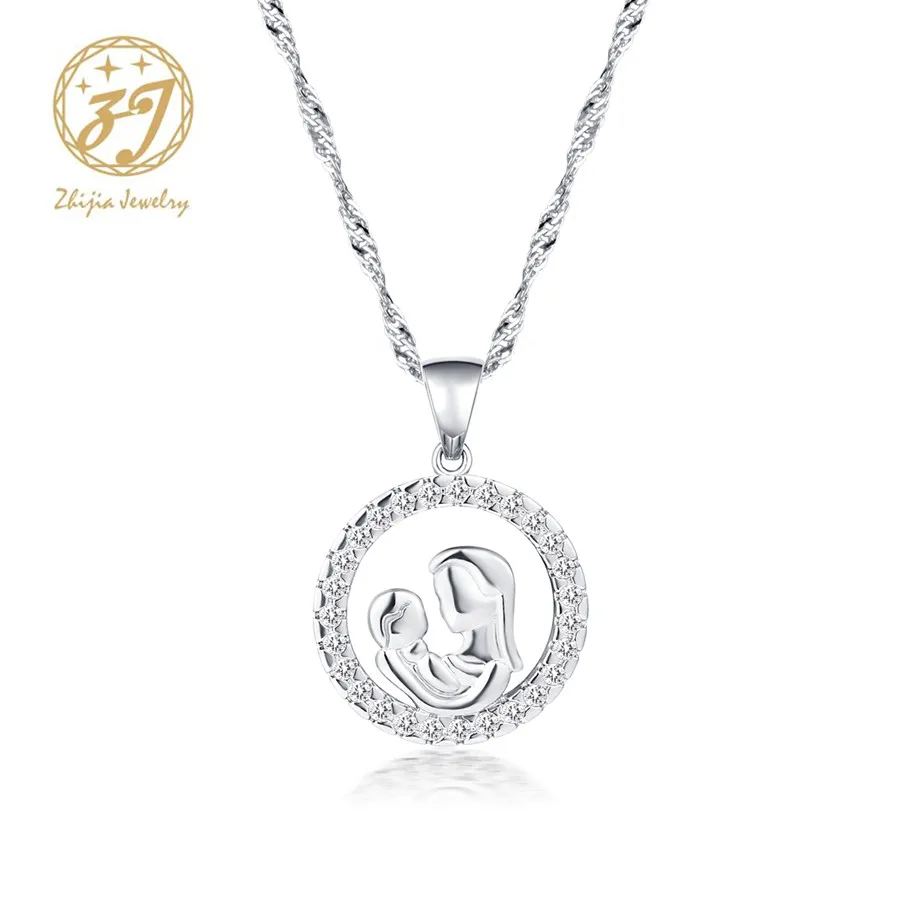 Zhijia циркониевое ожерелье, кулоны "любовь" для мамы и ребенка, ожерелье s для женщин, роскошное Очаровательное ожерелье, подарок на день матери для мамы - Окраска металла: as photo