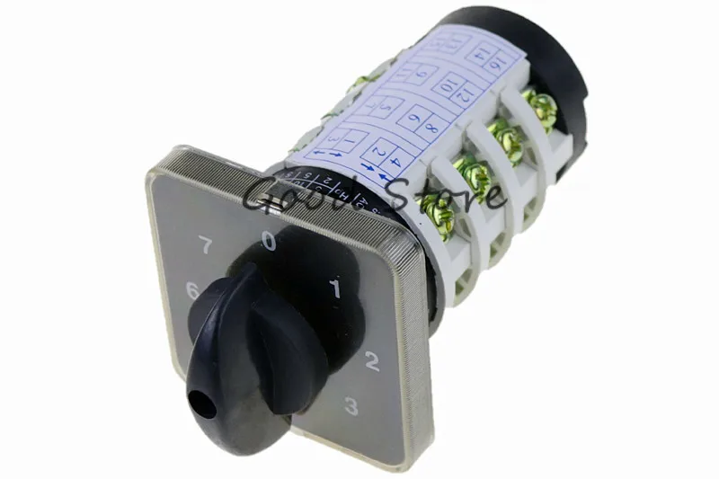 

1pcs YMZ12-20/4 20A 690V 4 section Rotary switch knob 6 position 0-7 universal manual electrical changeover cam switch