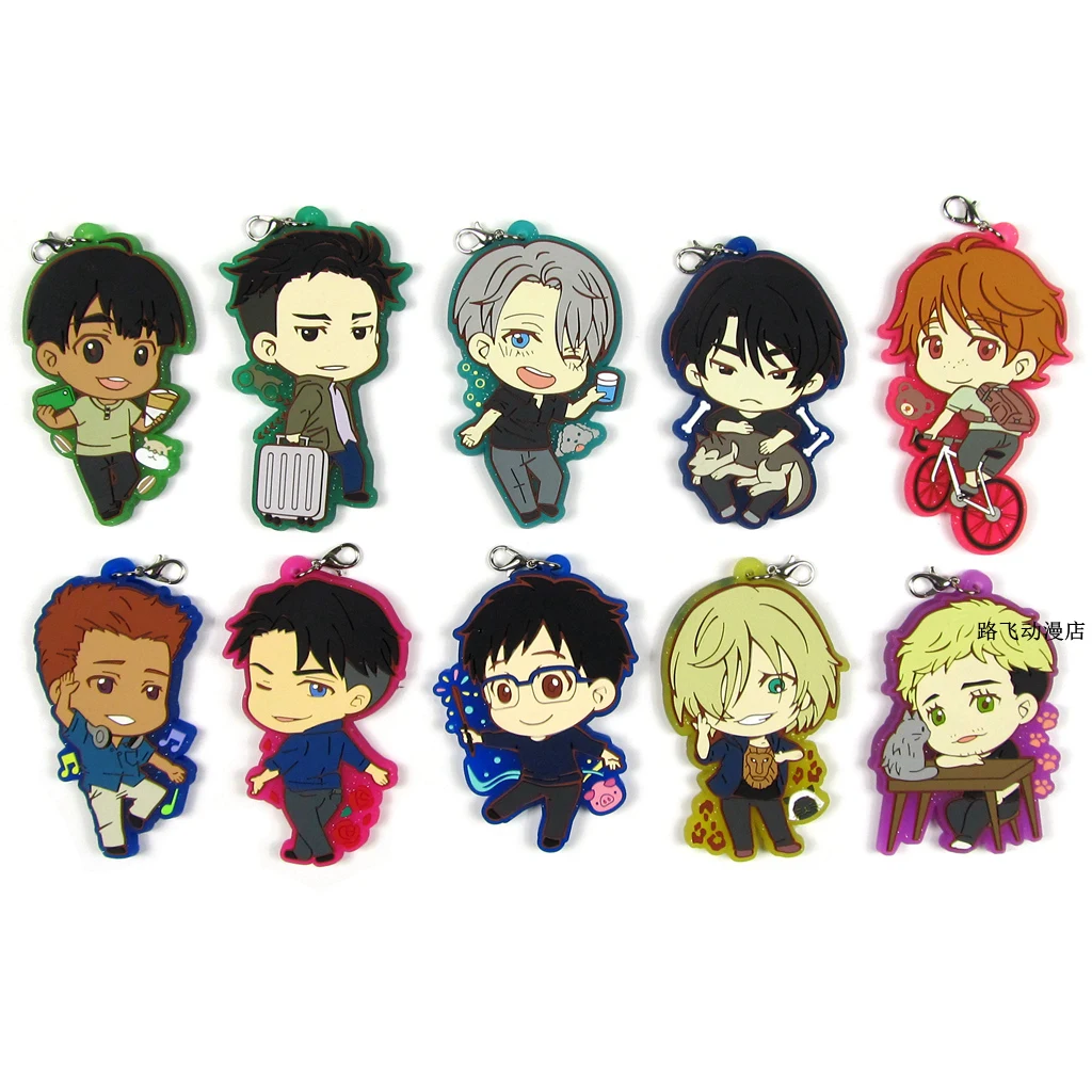 

YURI!!! on ICE Yuri Katsuki Victor Nikiforov Yuri Plisetsky Emil Nekola Otabek Altin Action Figure Model Keychain Pendant 6cm