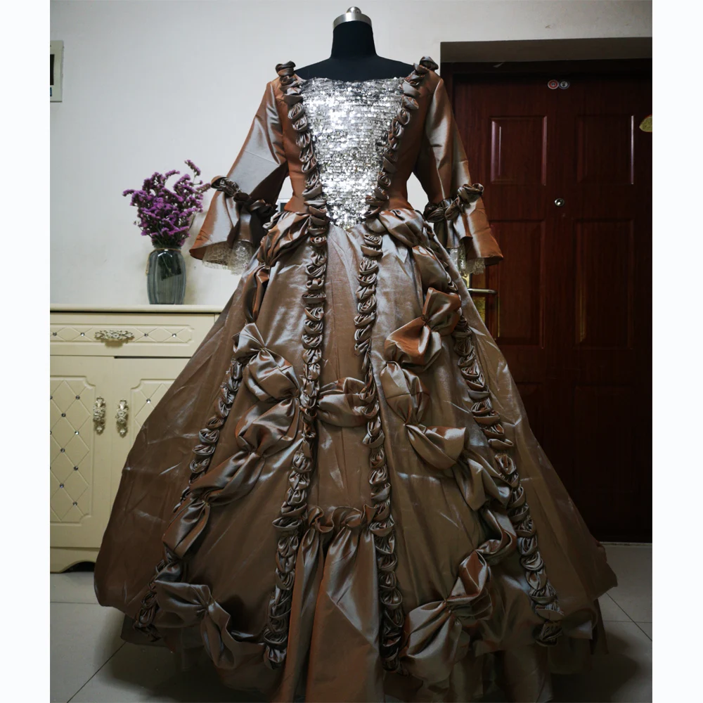 

2019 New brown elegant Halloween Cosplay dress Colonial Georgian Renaissance Gothic Historical dress D-267