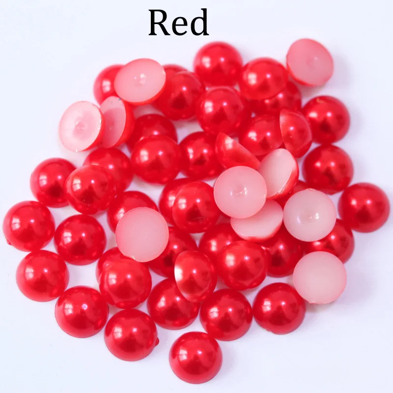 Flat Back White ABS Imitation Pearl Beads Half Round Flatback Pearls Glue  On Stones 2mm-14mm For Nail Art DIY Crafts Decoration