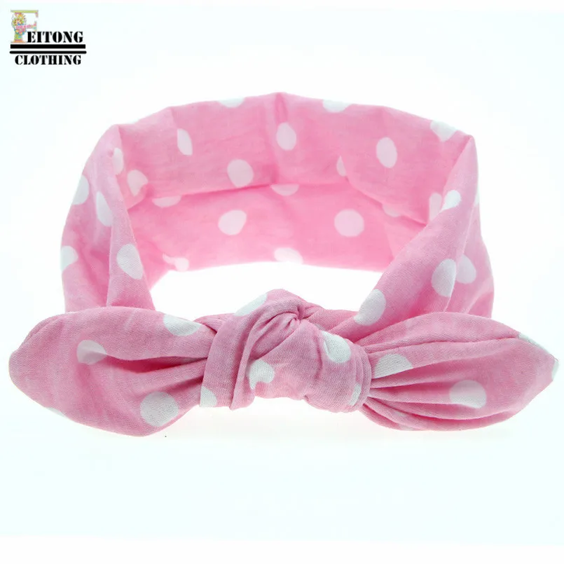 

FEITONG 2017 Cute Girls Rabbit Ears Elastic Wave Point Bowknot Headband