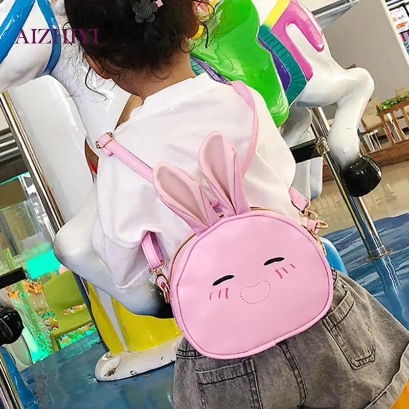 Cute Kids Mini Backpacks Girls Leather Backpacks with Rabbit Ears Small  Shoulder School Backpack Multifunction MIni Lovely Bag