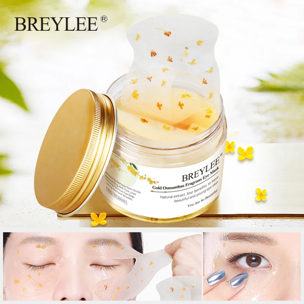 Золотая маска для глаз BREYLEE osmanthus fragrans коллагеновая гелевая ухода за кожей лица