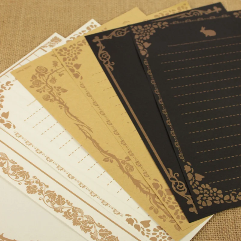 500 комплектов(8 шт./компл.) Европейский стиль канцелярские принадлежности для письма узор винтажный буквенный платок бумажная бумага для любовных букв