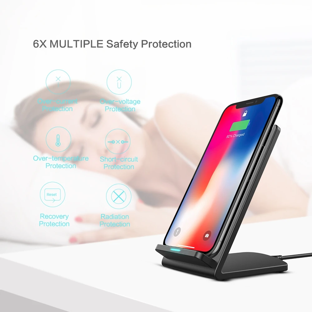 Беспроводное зарядное устройство DCAE Qi для iPhone 11 Pro XS Max XR X 8 Samsung S10 S9 S8 Xiaomi mi 9 10 Вт