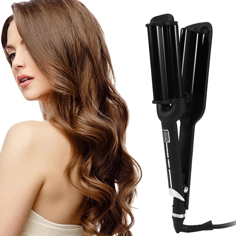 

32MM Deep Wave Hair Curling Irons Ceramic Triple Barrel Big Wave Iron Hair Culer Wand Women Three-tube Hair Styling Tools