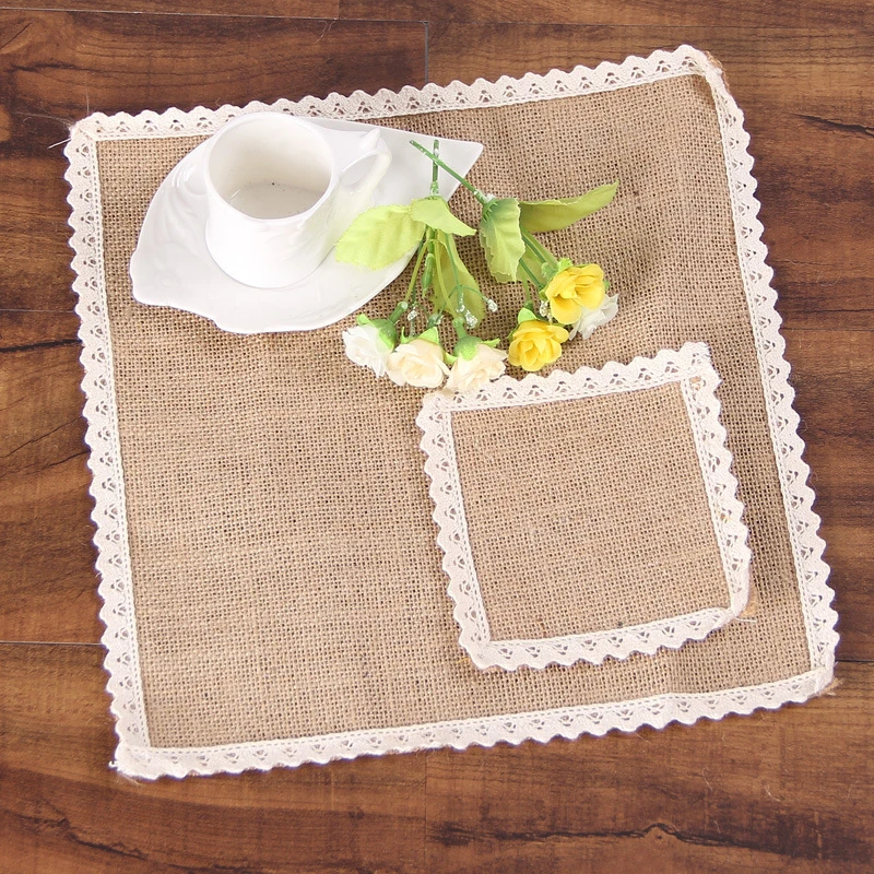 

NEW Vintage White Lace Jute Linen Hessian Burlap Country Home Event Party Supplies Wedding Tableware Knife Fork Table Placemat