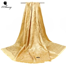 

O CHUANG Silk Scarf Women 2018 Fashion Luxury Brand Paisley Print Shawl Foulard Femme Hijab Yellow Scarves Woman Pashmina