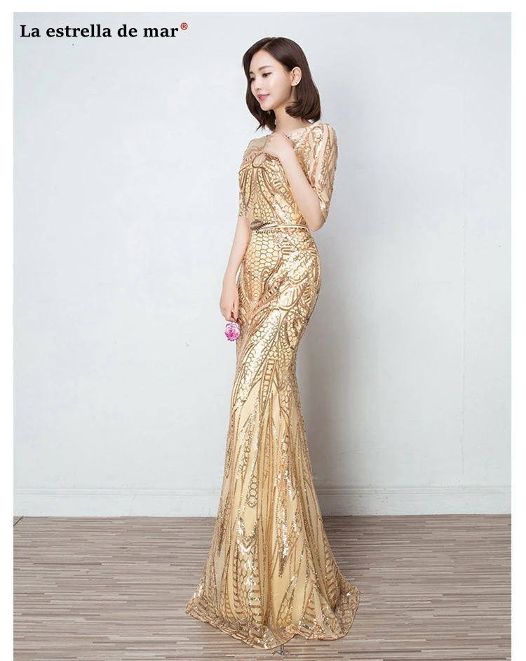 Vestido para festa de casamento2019 новинка из кружева, с вырезом на шее, с блестками, Сексуальная Русалка, золотой, красный, фиолетовое платье для невесты, длинное sukienka plus