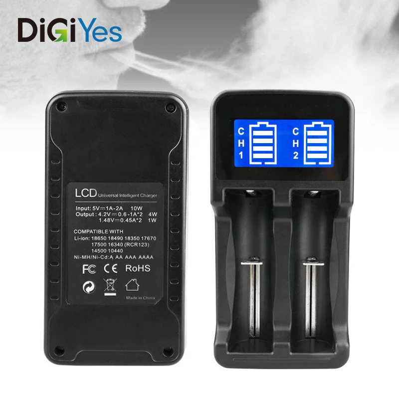 

Battery Charger with USB Interface and Dual-slot Charger for 18650 / 18490 / 18350 / 17670 / 17500 / 16340