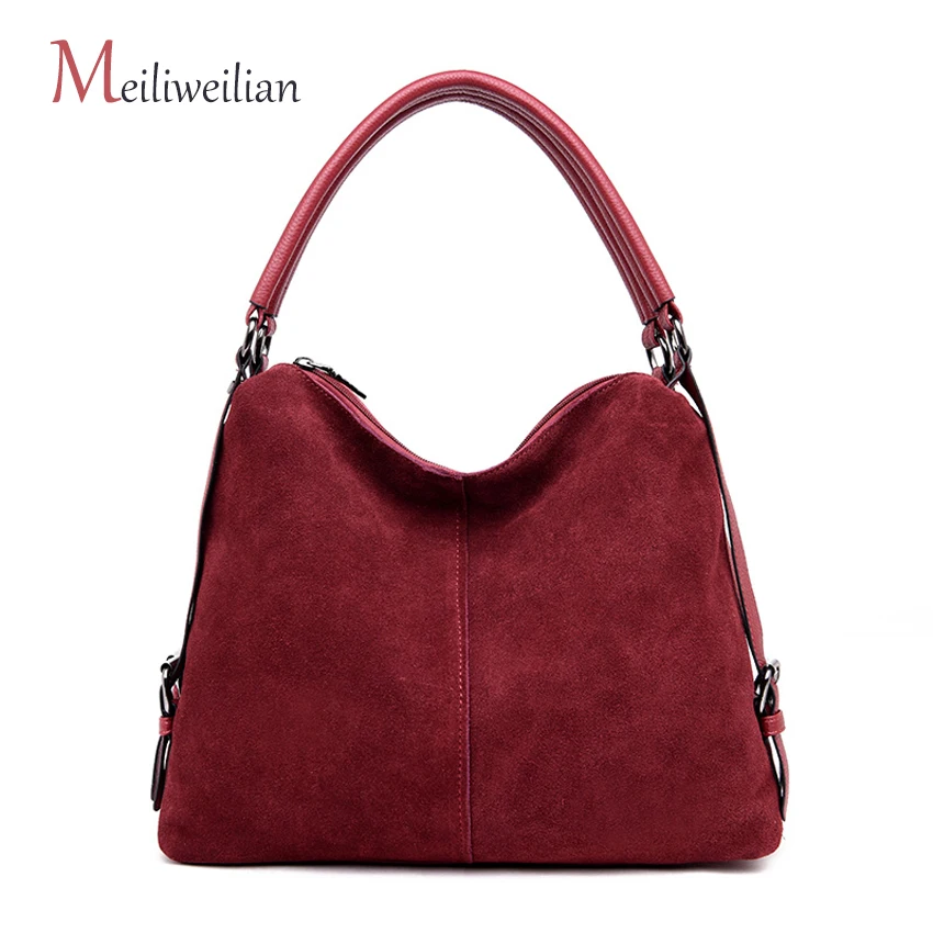 

2018 Fashion Women Split Leather Shoulder Bag Female Suede Casual Crossbody Handbag Casual Lady Messenger Hobo Top-handle Bags