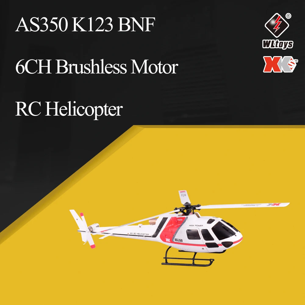 

Wltoys XK AS350 K123 6CH 3D 6G System Remote Control Brushless Helicopter BNF without Transmitter Compatible With FUTABA S-FHSS