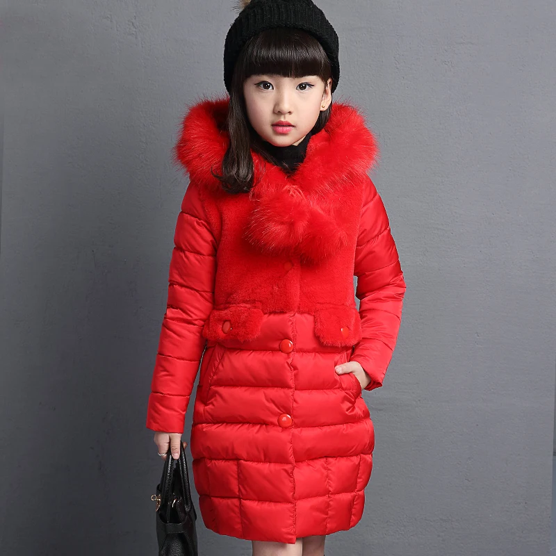 Girls Long Slim Winter Jacket coat Girl 2018 warm thick hooded cotton ...